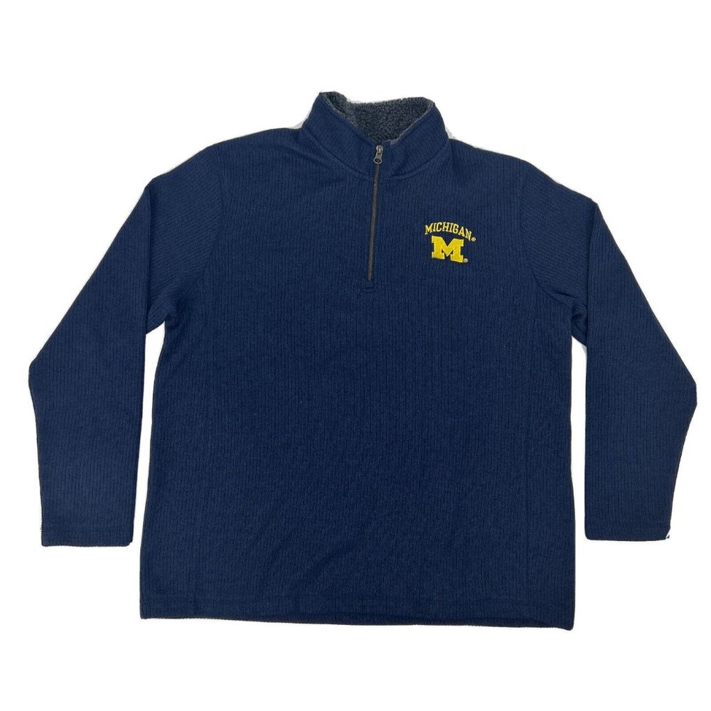Michigan Wolverines Sweatshirt Men's XL Blue Champion 1/4 Zip Pullover‎ Big Blue